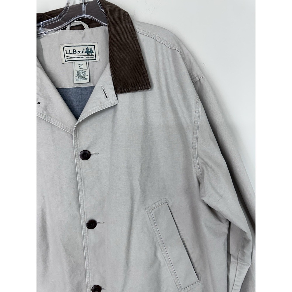 PLUS SIZE LL Bean Jacket 2XL TALL Field Coat Barn Chore‎ Canvas Corduroy Collar - Picture 5 of 16